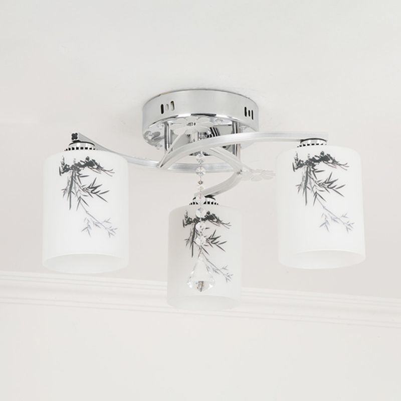 Modern 3 Lights Ceiling Lamp Chrome Finish Flush Mount Light for Bedroom