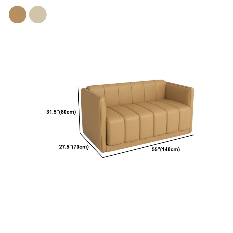 Modern Faux Leather Sofa for 2 people Sewn Pillow Back Loveseat