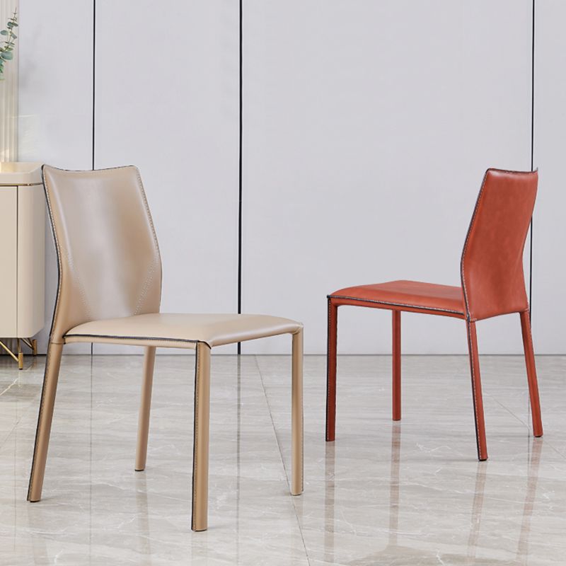 Modern Low Back Dining Chairs Faux Leather Armless Side Chair