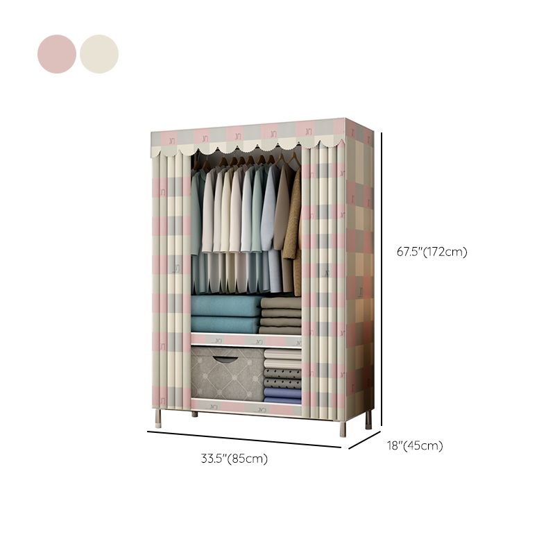 Contemporary Style Metal Wardrobe Cloth Rod Included Wardrobe Closet with Legs