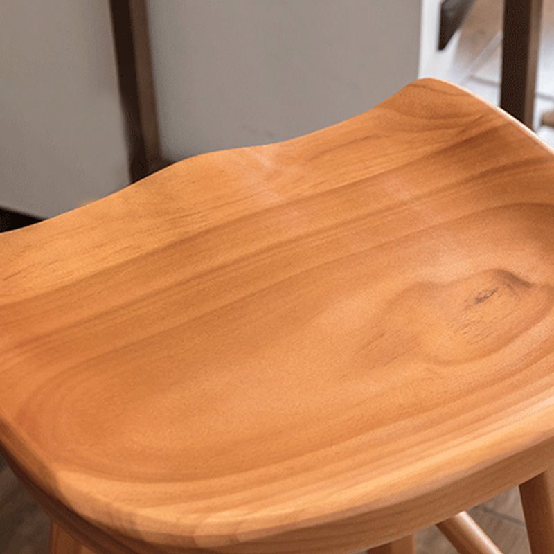 Modern Solid Wood Dining Stool Backless Contoured Seat Bar and Counter Stool