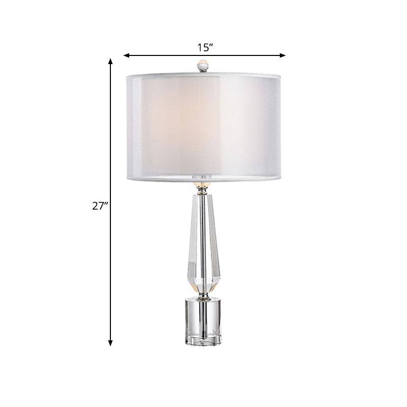 Tissu gris table de chevegade clairs de tambour de tambour simple lampe de table classique avec piédestal en cristal