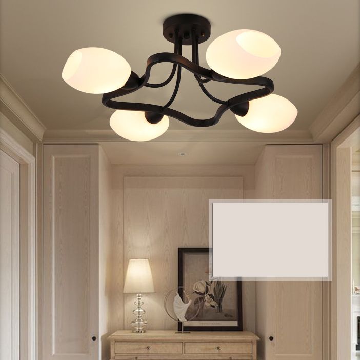 Ronde semi-inbouwlamp Melkglas Traditionele inbouwplafondlamp