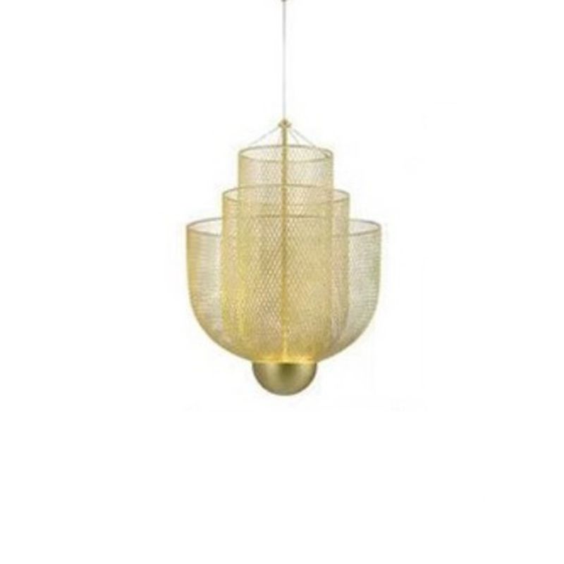 3-stufige minimalistische Käfighängung hängend, goldene Metallhängelampe für das Restaurant