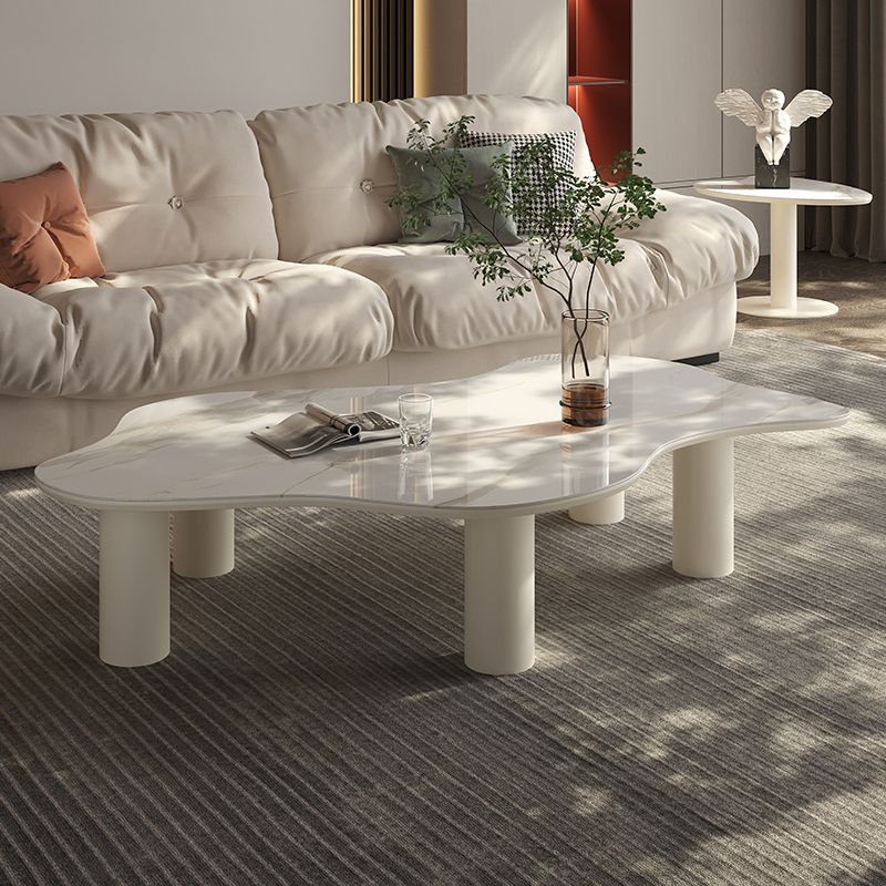 No Distressing Single Coffee Table Slate Free-Form White Coffee Table