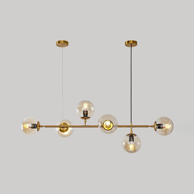 Globe Island Lighting in Modern Luxury Style Glass 6-Light Island Light