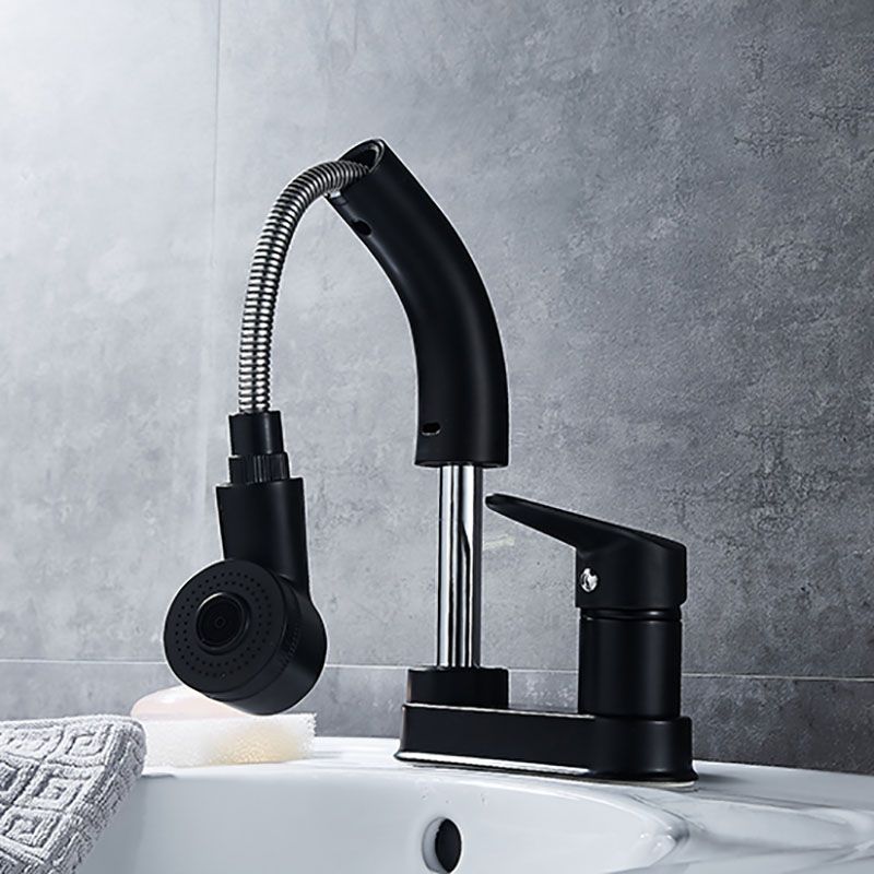 Modern Vessel Sink Bathroom Faucet Swivel Spout 2 Hole Faucets with Pull down Sprayer