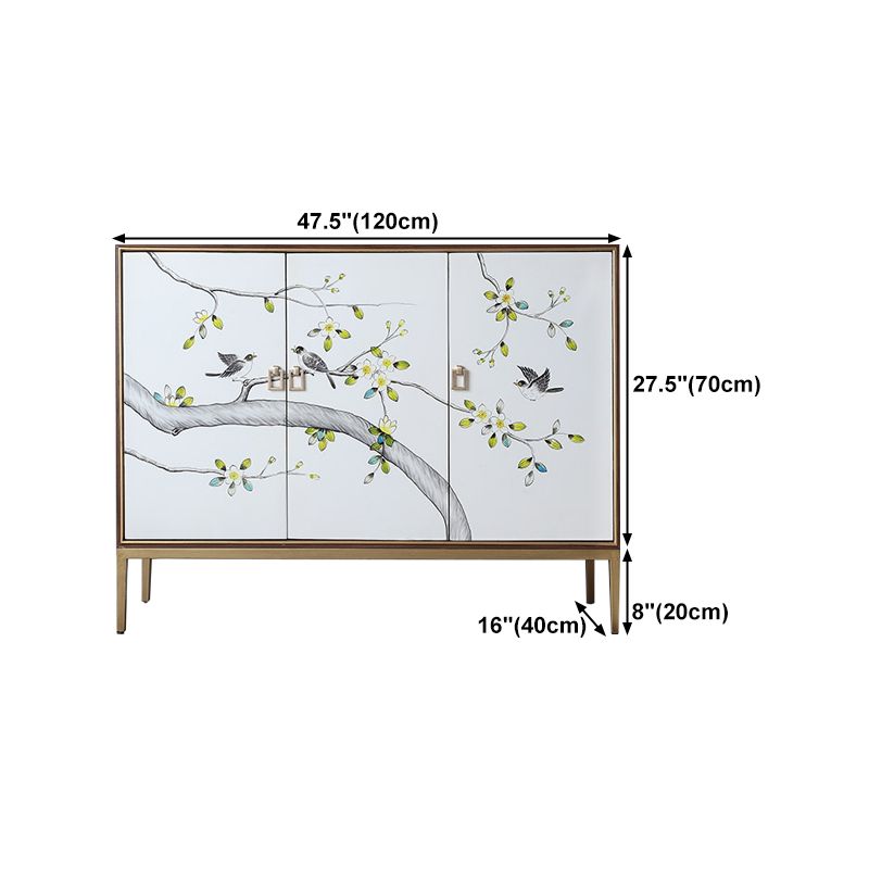 Birch Wood Dining Room Sideboard Cabinet Glam Server Cabinet with Storage