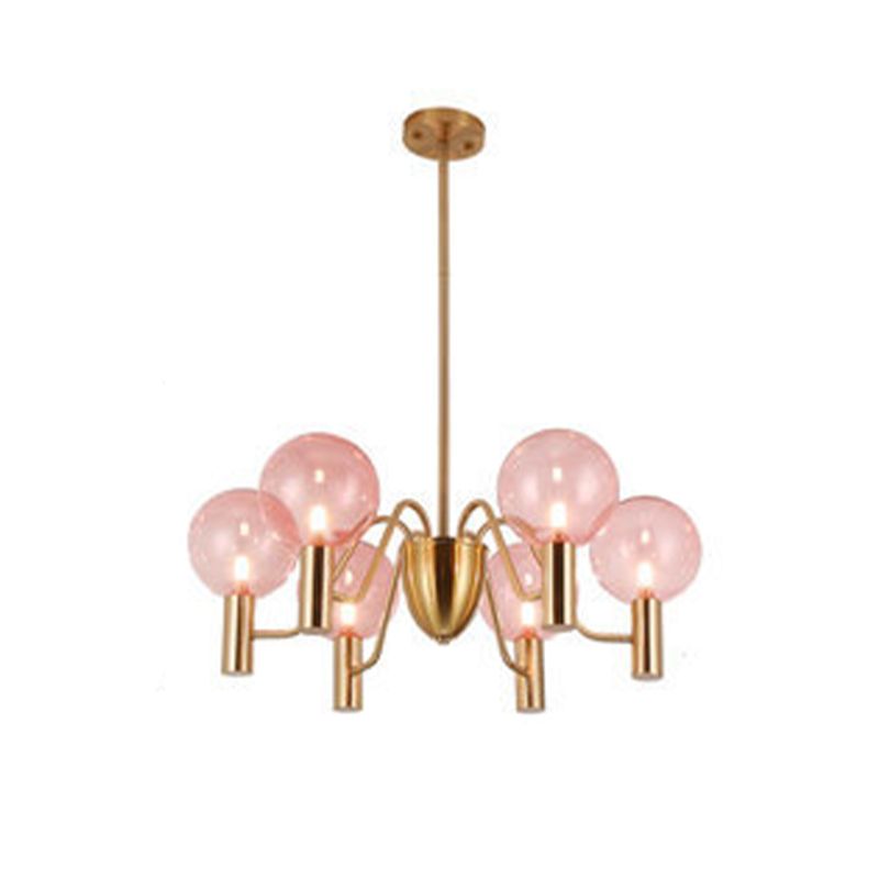 Glazen bol hanglamp in moderne luxe stijl elektroplate ijzer kroonluchter in goud