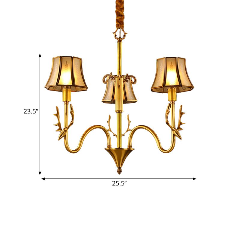 Metal Gold Chandelier Lighting Curved Arm 3/5/6 Lights Colonialist Hanging Lamp Kit