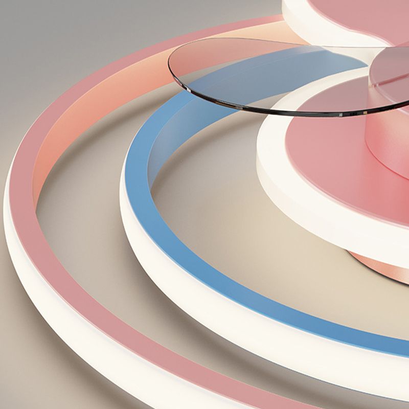 3-Blade Ceiling Fan Children Pink/Blue Metallic Fan with Light for Dining Room