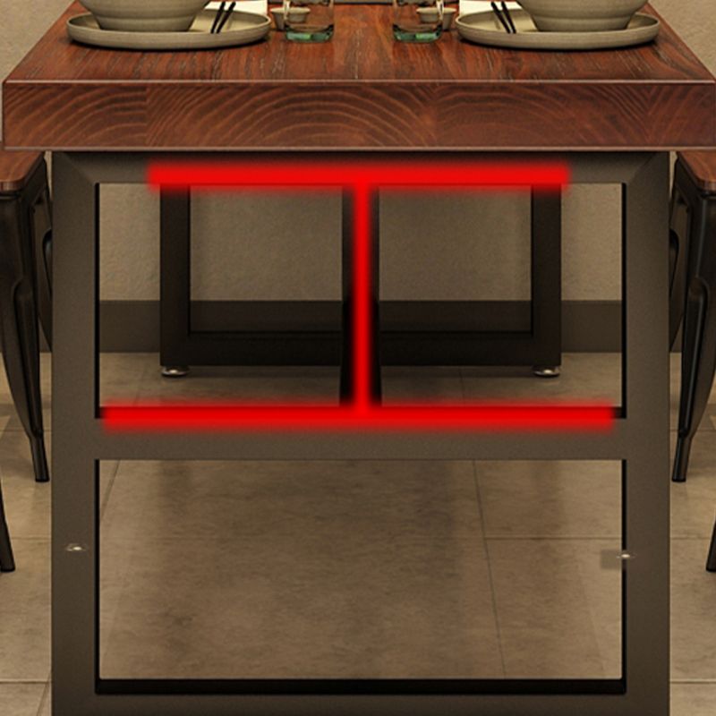 Solid Wood Industrial Dining Table Brown Dinette Table with Metal Frame