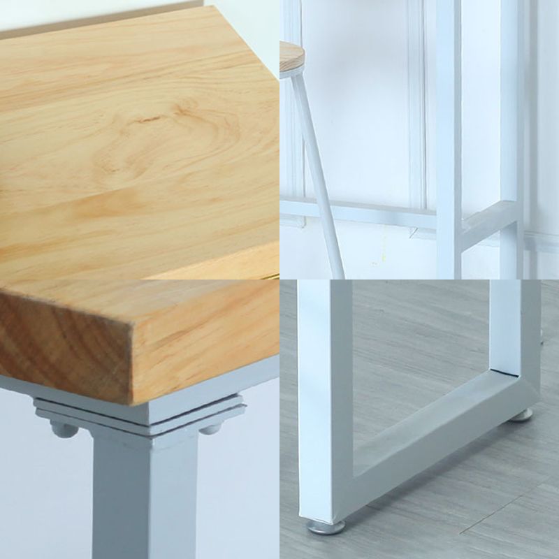 Modern Rectangle Bar Table Wood Bar Height Table with Iron Base in White, Only Table