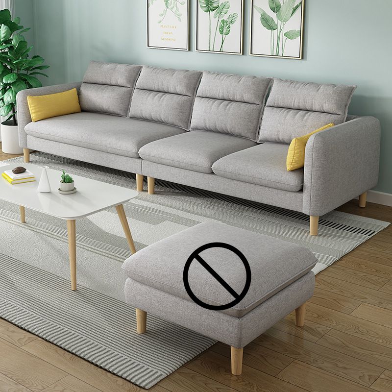 3/4 Seater 27.5"H Linen Solid Color Square Arm Sofa for Living Room