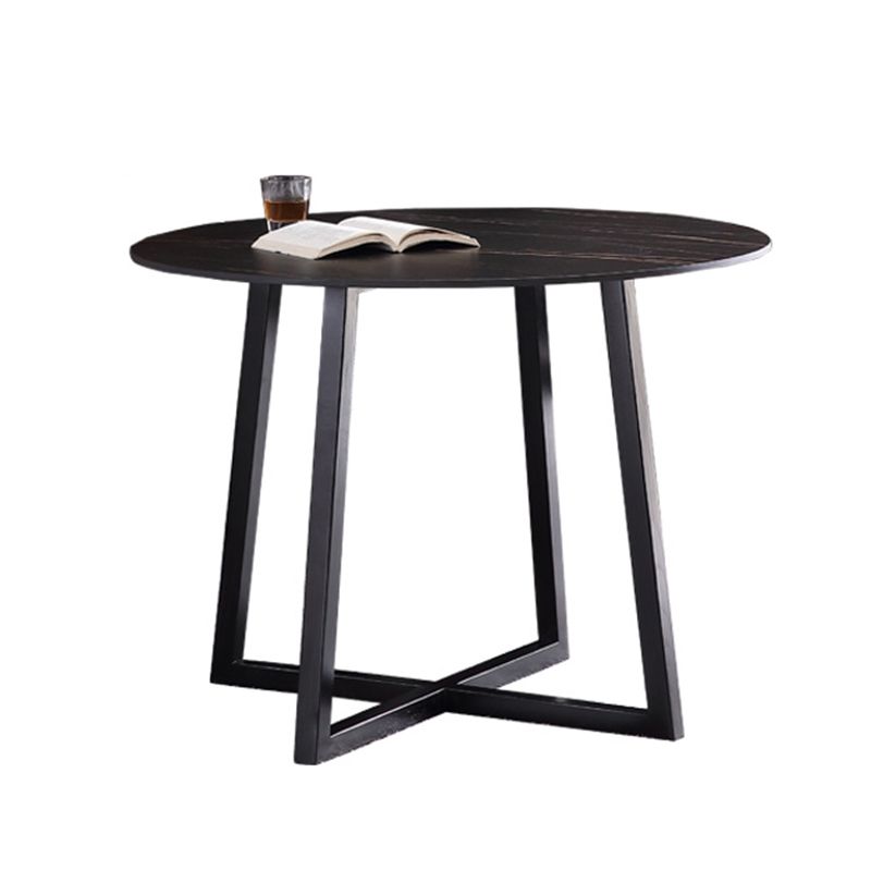 Metal Contemporary Dining Set 1/2/3 Pieces Black Stone Dining Table with Padded Chairs