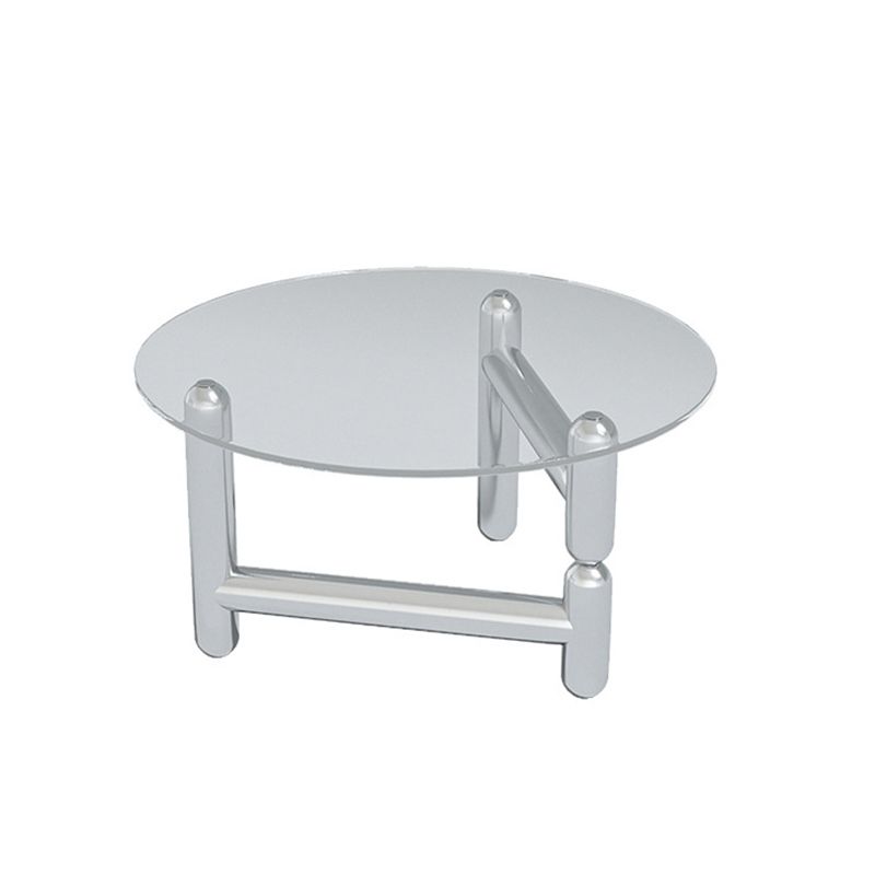 Round Glass Coffee Cocktail Table Steel 3 Legs 1 Single Coffee Table
