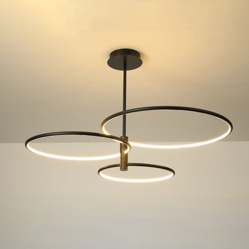 Modern Round Chandelier Light Fixtures 3-Tier Hanging Pendant Lamps with Silica Gel Shade