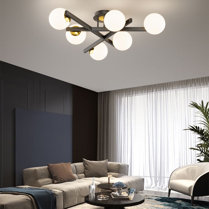 Contemporary Sputnik semifulò latte in vetro di latte in vetro a soffitto lampada da monte