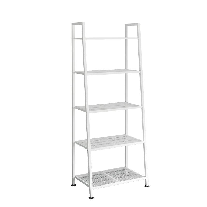 Contemporary Style Ladder Bookshelf Metal Open Back Bookcase for Office