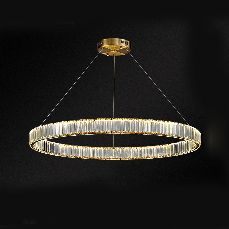 Gold Crystal Pendant Lighting Simplicity LED Chandelier Lighting Fixtures for Living Room