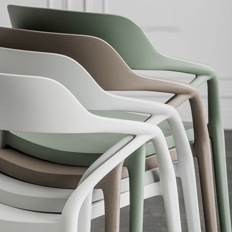 Contemporary Style Plastic Dining Chairs Dining Open Back Arm Side Chair for Kitchen