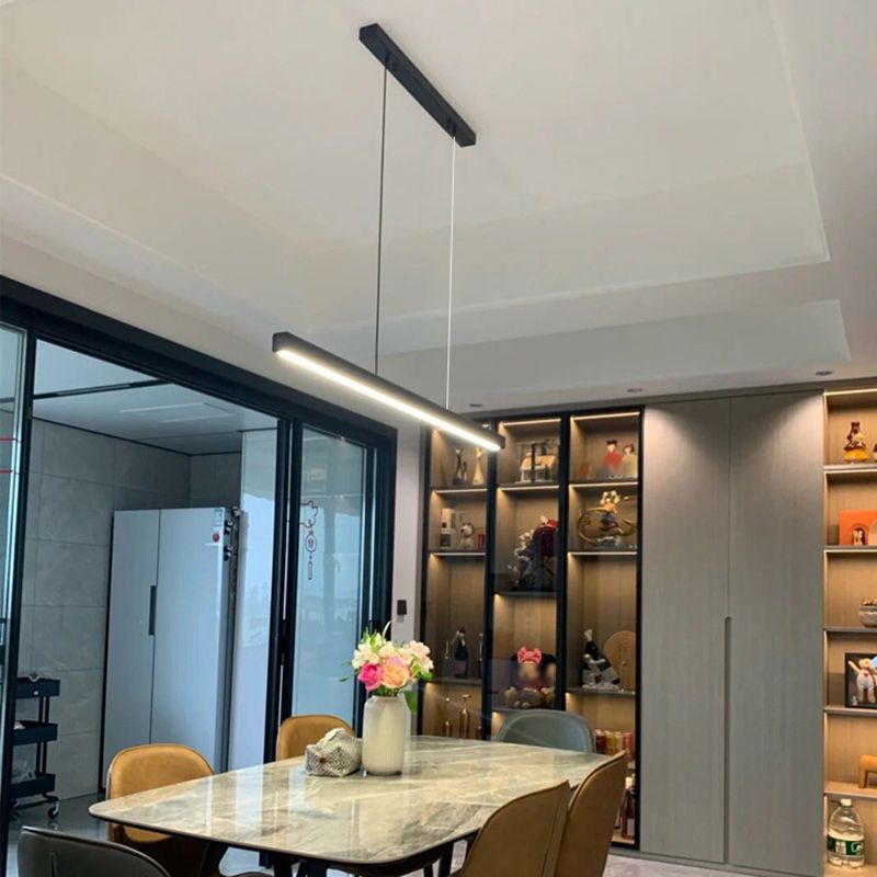 Linear Ceiling Pendant Light Minimalist Mental 1 Light Hanging Lamp