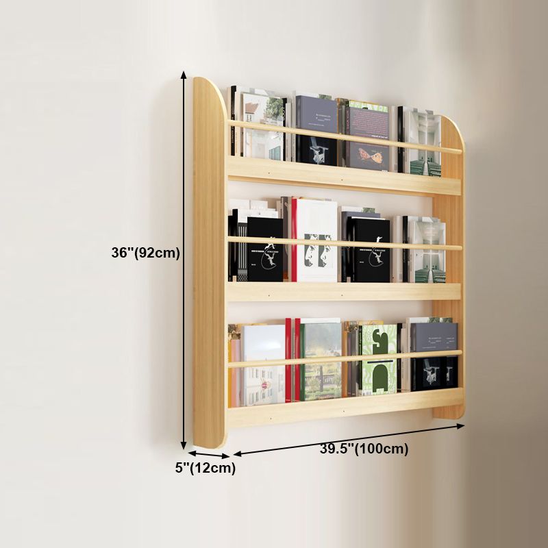 Wood Floating Bookcase Contemporary Style Wall Mounted Book Shelf