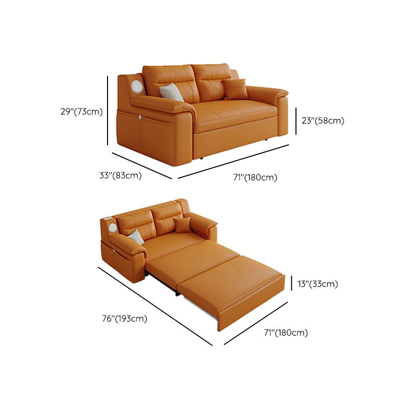 32" Wide Contemporary Futon Sofa Bed Orange Pillow Back Sleeper Sofa