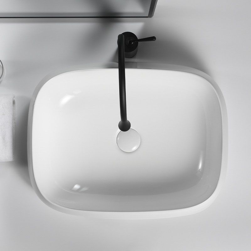 Porcelain Vessel Lavatory Sink Rectangular Shape Bathroom Sink