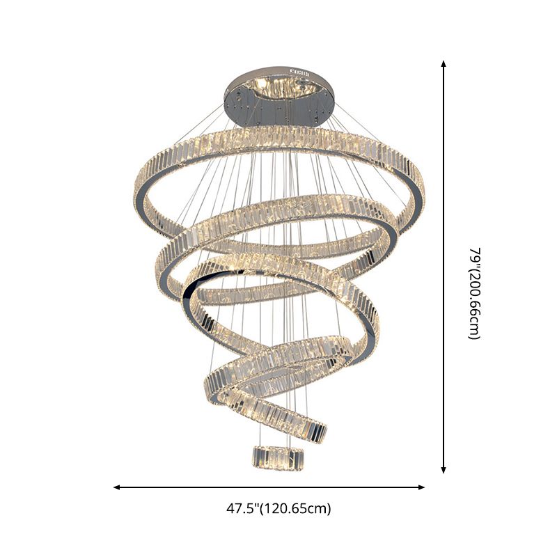 Silver Crystal Hanging Pendant Lights Contemporary Tiered Hanging Lamps for Living Room