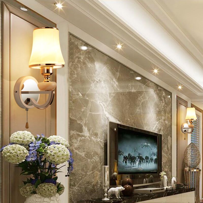 Nordic Style Vanity Light Geometry Shape Vanity Lamp with Glass Shade for Bedroom