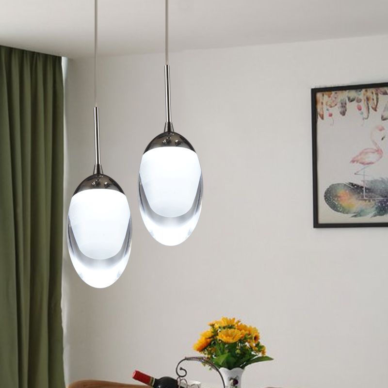 Acrylic Shade Droplet Hanging Light Modern 1 Light Suspension Pendant in Warm/White Light for Dining Room