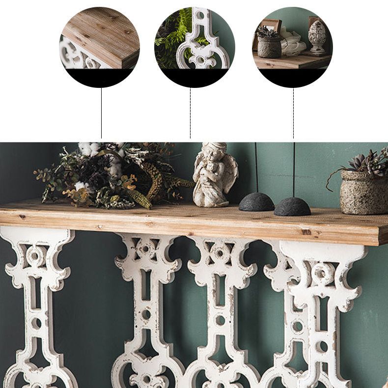 French Country Wood Console Table Rectangle End Table for Hall