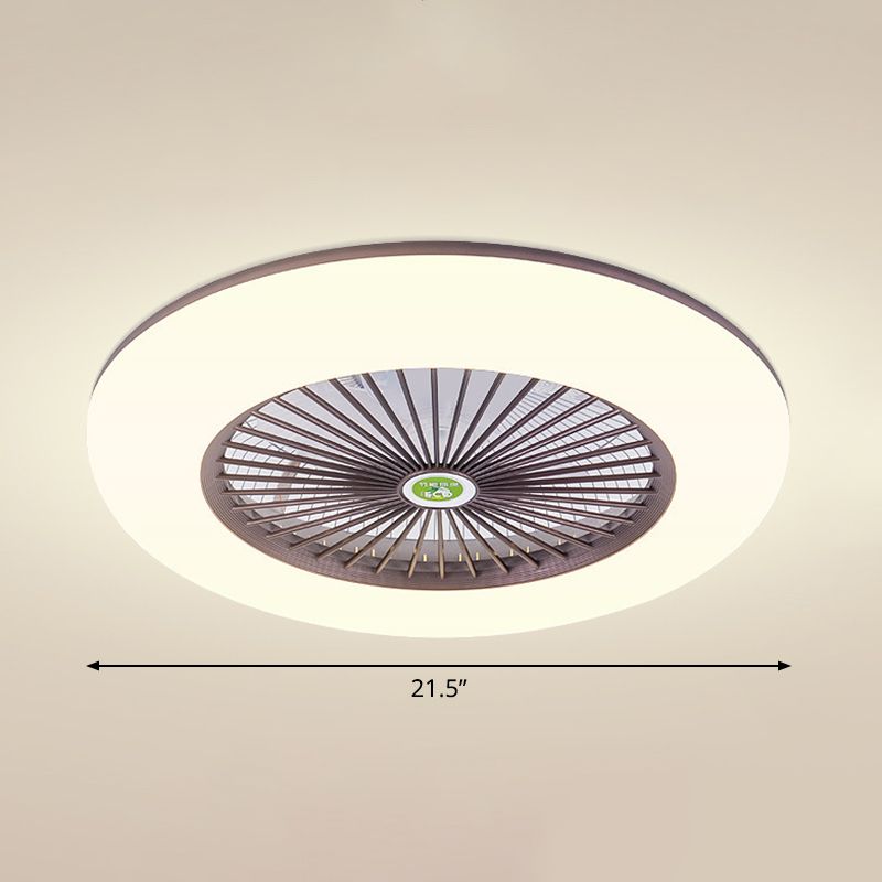 5 Klingen runde Schlafzimmer Deckenventilator Leuchtmetall Nordic LED Semi Flush Mount Lampe mit Fernbedienung, 19,5 "breit