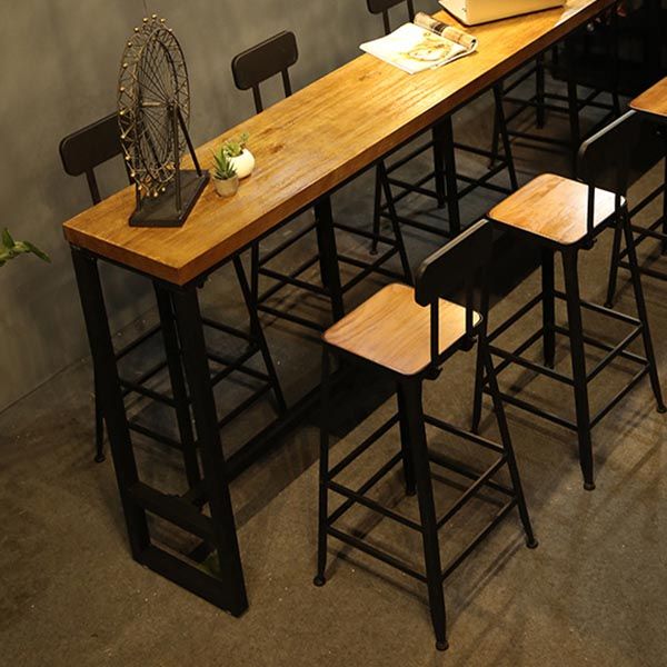 1/2/9 Pieces Industrial Solid Wood Bar Table Set Rectangular Counter Set for Home Use