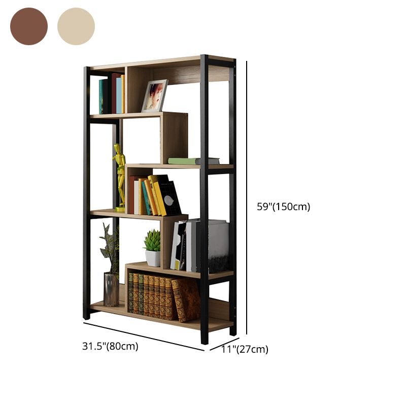 Modern Style Wood Bookcase Open Back Bookshelf for Home Office