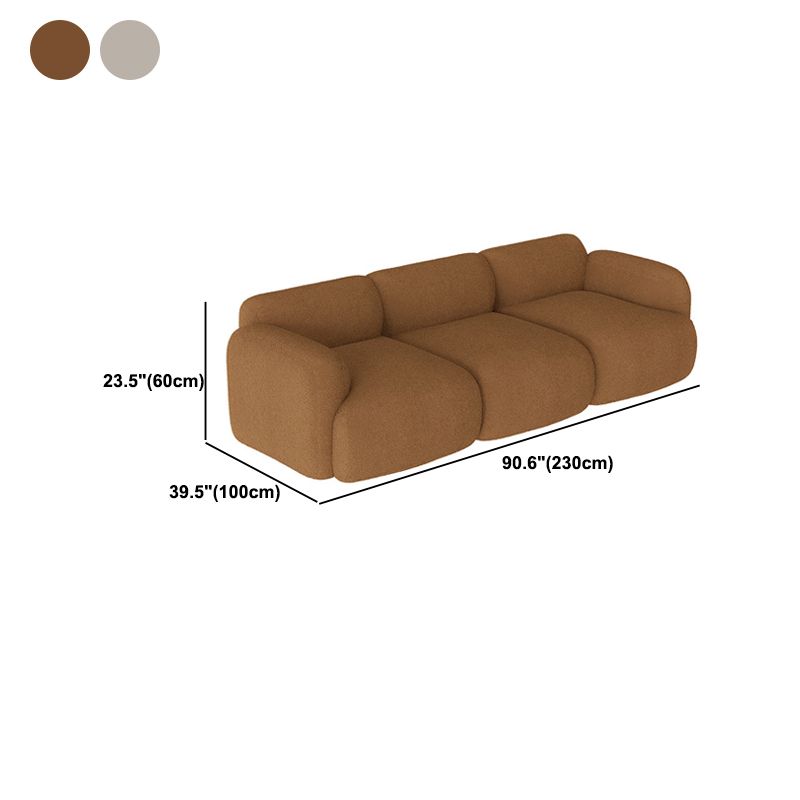 Contemporary Standard Sofa 1/3-seater Round Arm Sofa in White/Brown