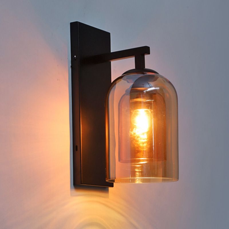 Contemporary Style Shaded Wall Lighting Fixture Glass Bedroom Wall Sconce Lighting