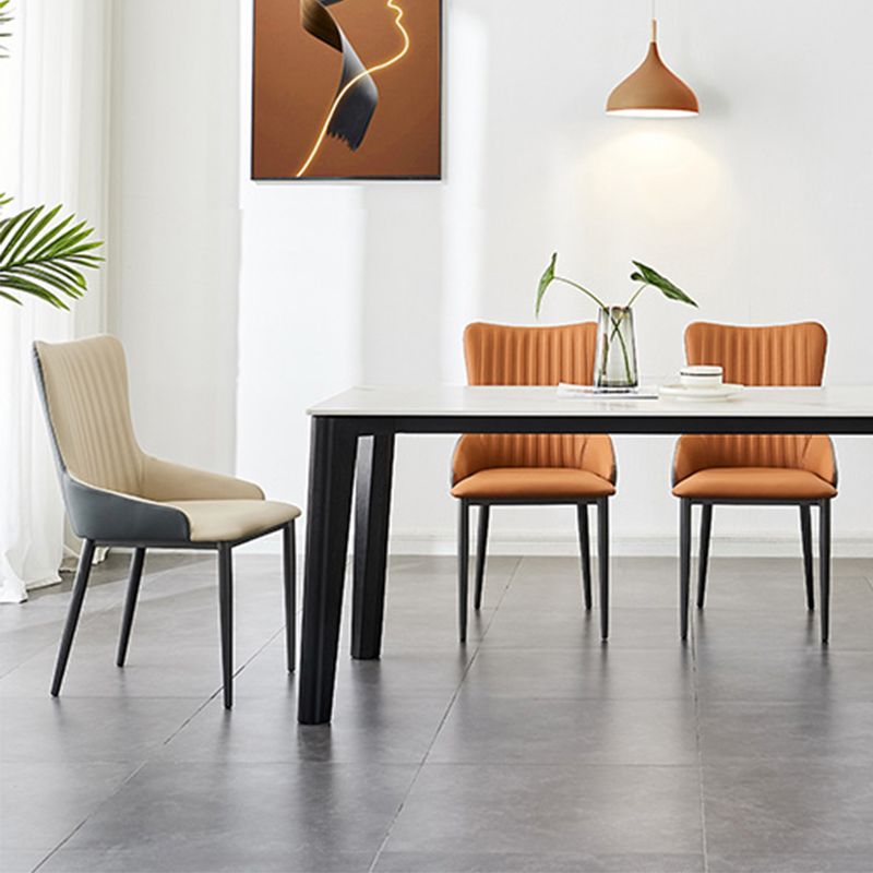 Industrial Arm Chair Solid Back Metal Dining Room Chair for Dining Room