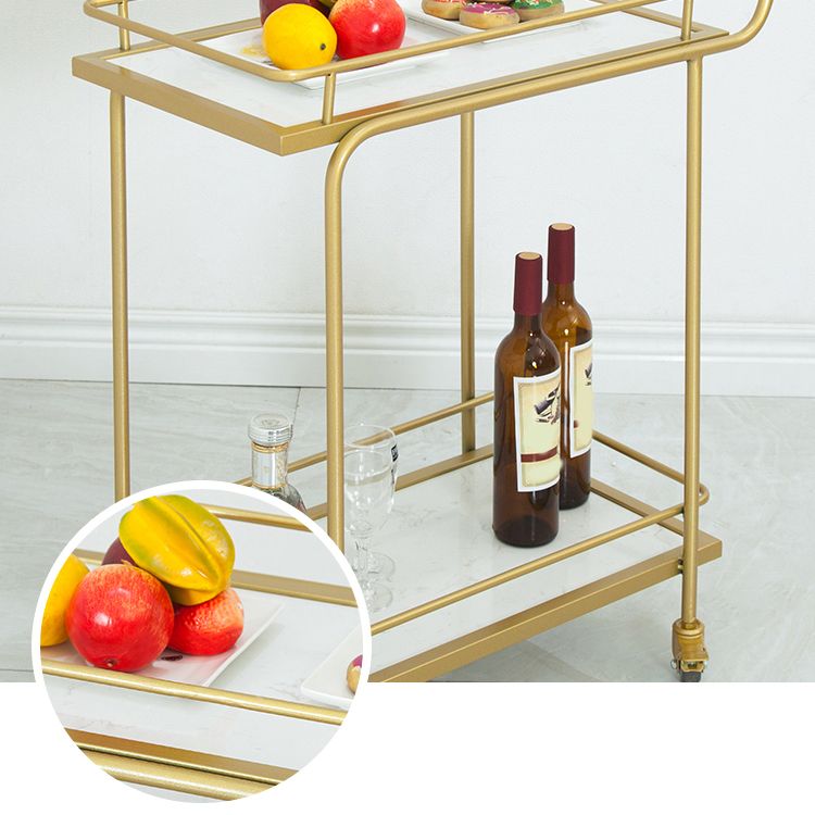 Contemporary 33.86"H Rolling Prep Table Rectangular Metal Prep Table for Home Use