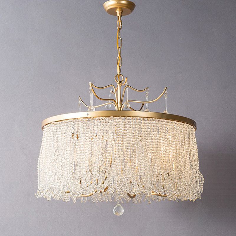 Modern Style Chandelier Metal Minimalism Hanging Light with Crystal for Bedroom