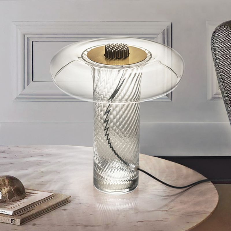 Éclairage de tâche ombragé contemporain Verre transparent 1 Bulbe Salon Small Desk Lampe