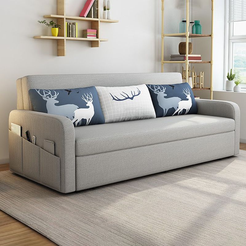 Linen Contemporary Square Arm Sofa Bed Foldable Convertible Sofa for Living Room