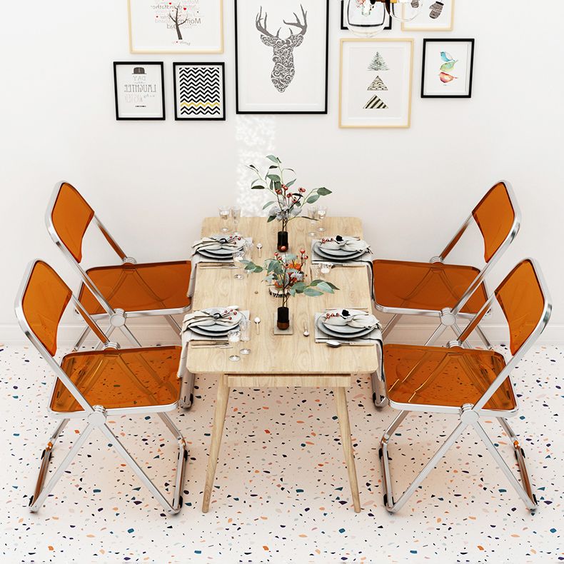 Silla lateral de comedor con respaldo abierto de estilo industrial, silla sin brazos de comedor de plástico para el hogar