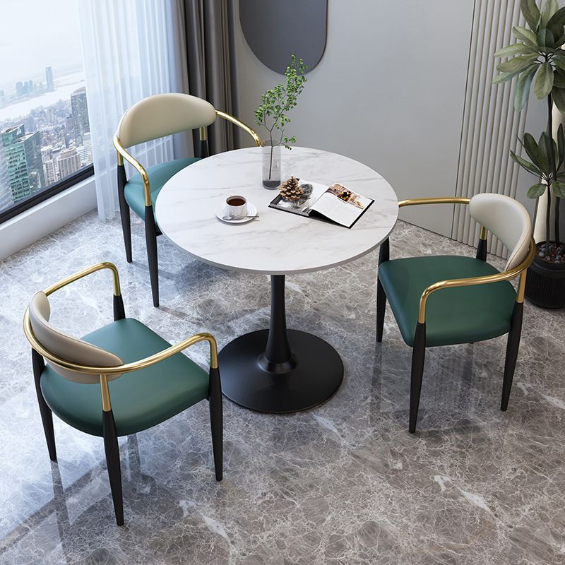 Traditional Luxury Dining Table Stone Dining Table with Metal Base
