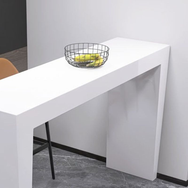 White Colour Bar Wine Table Wooden Counter Wine Table with Double Pedestal Base