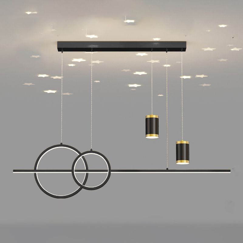 Cilindro de iluminación de la isla contemporánea Metal 5 Pendantes de la Light Island para la cocina