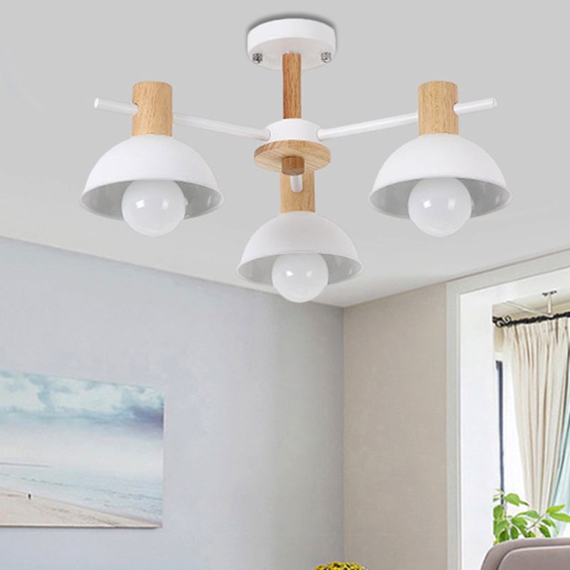 Dome Rubber Chandelier Pendant Light Modern 3/6 Lights White Led Ceiling Hung Fixture with Radial Design