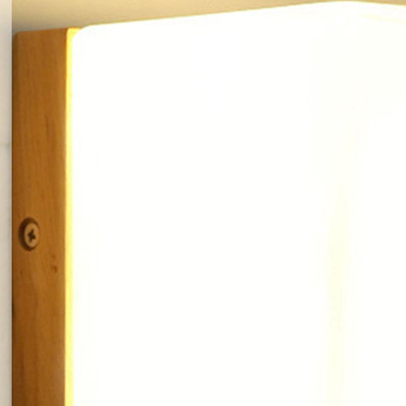 Nordic Wood Wall Light Cube Shape 5.5" Wide Wall Sconce with Glass for Bedroom