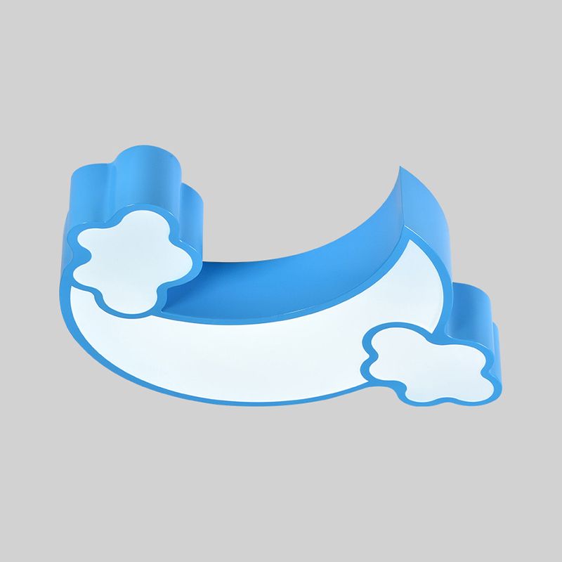 Moon Bedroom Flush Mount Fixture LED crylique Simplicité Ceiling Éclairage en bleu